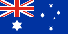blue British ensign, white 6-pointed star and southern cross