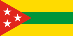 yellow-green-yellow, red triangle, three white stars