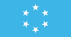 blue, ring of 6 white stars
